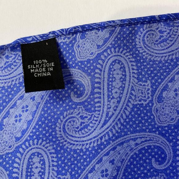 Mens Two Tone Blue Paisely Print  100% Silk Pocket Square/Hanky - Picture 7 of 8
